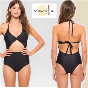 NWT Vanilla Beach Cut out Halter One piece Suit